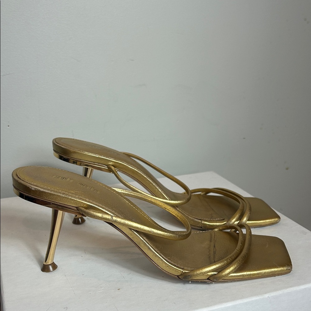Cult Gaia Lydia Sandals Gold Strappy Heels - Picture 5 of 8